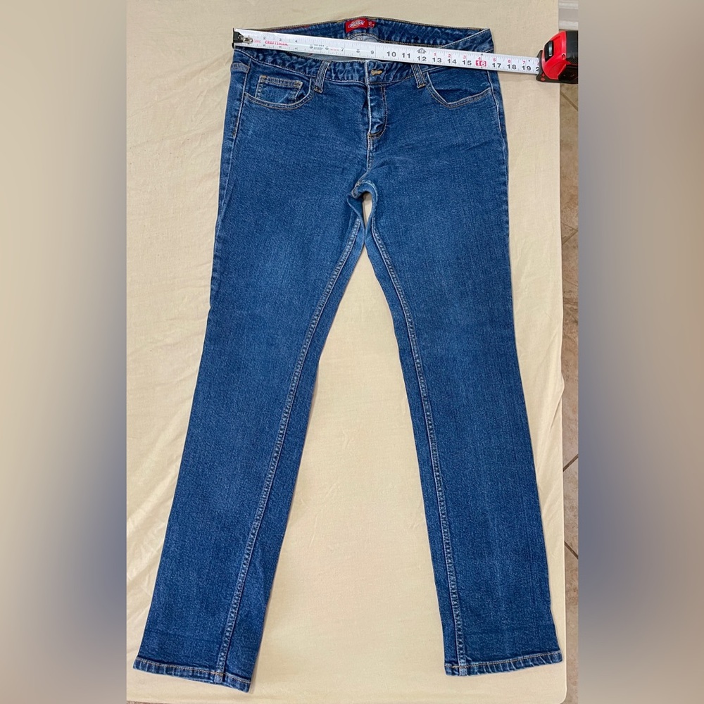 Dickies Girls Straight Leg Blue Denim Jeans Size 14 Regular Fit